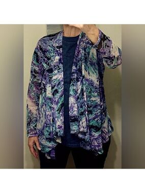 Women's Cardigan/Jacket in Purple, Green, Black, White Semi Shear Outer Layer